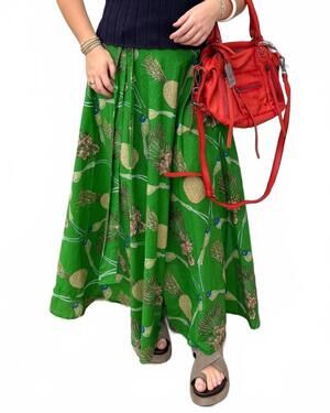 NEW FARYLINA maxi cotton blend skirt in rio